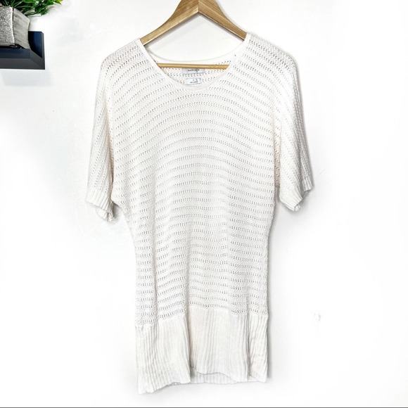 Van Heusen Tops - Van Heusen Knit Tunic Sweater Dress Size Small, Mesh, Cream Color, elbow sleeves